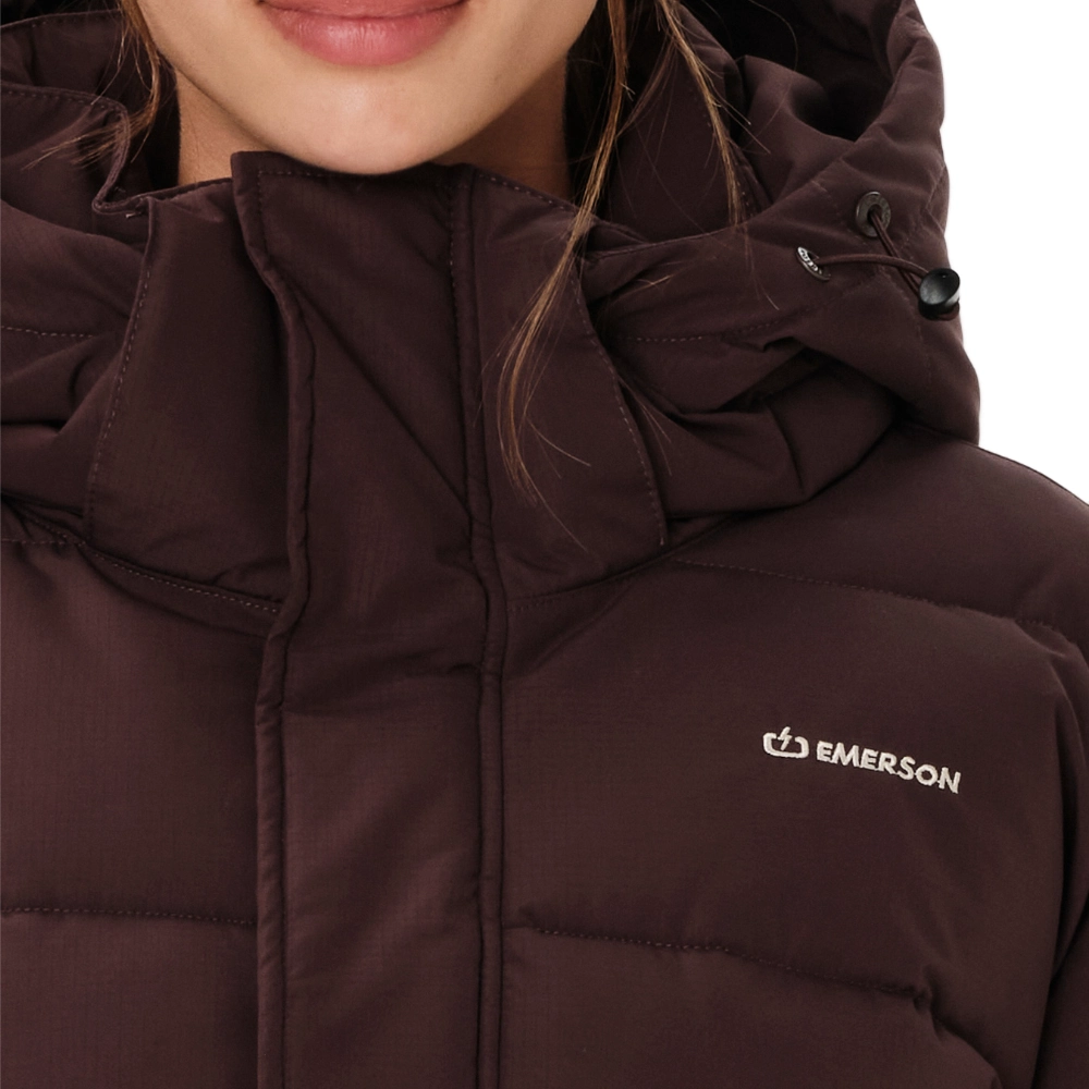 Γυναικείο αδιάβροχο puffer μπουφάν Emerson Hooded Puffer Jacket σε chocolate brown καφέ χρώμα διαθέσιμο στο ns97.gr Kastoria.
