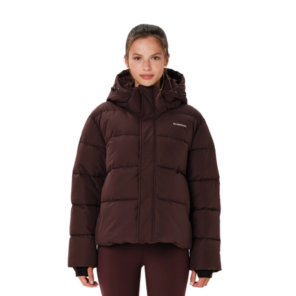 Γυναικείο αδιάβροχο puffer μπουφάν Emerson Hooded Puffer Jacket σε chocolate brown καφέ χρώμα διαθέσιμο στο ns97.gr Kastoria.