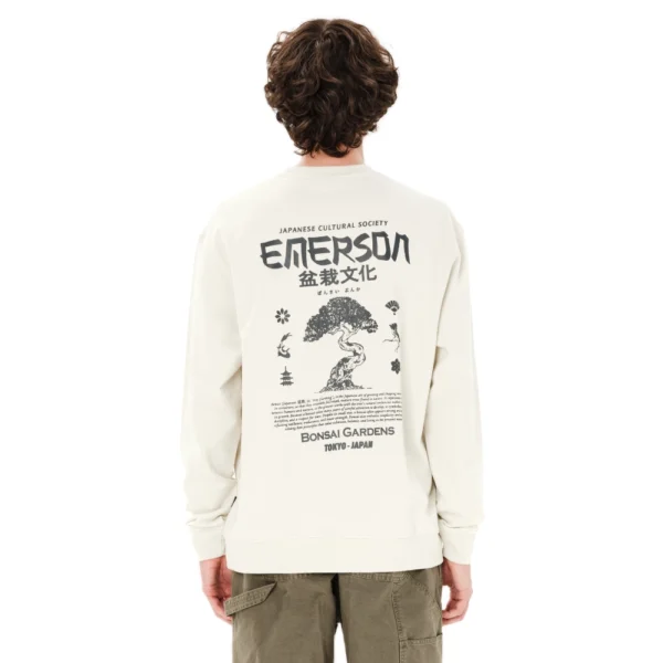 Ανδρική φούτερ μπλούζα Emerson Japanese Cultural Society Crewneck με τυπώματα bonsai σε clay white χρώμα διαθέσιμη στο ns97.gr Kastoria.