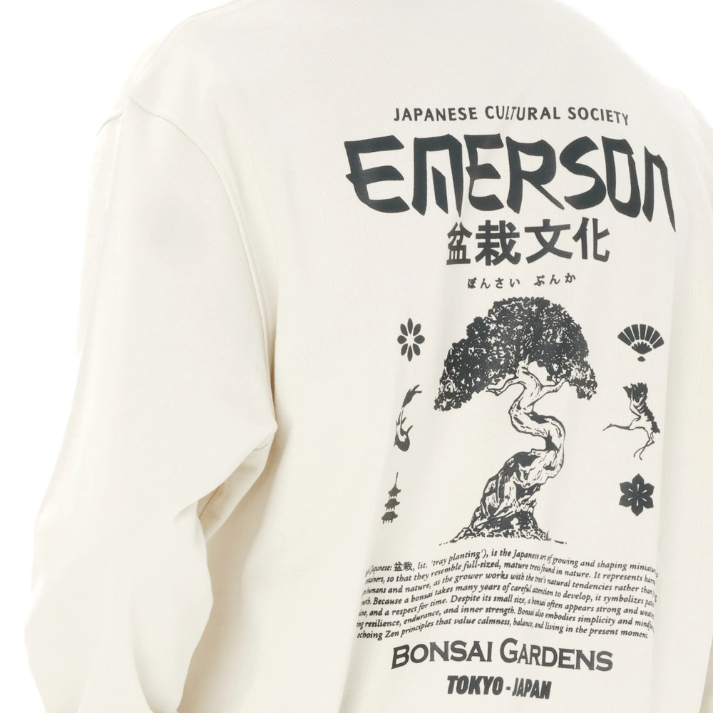 Ανδρική φούτερ μπλούζα Emerson Japanese Cultural Society Crewneck με τυπώματα bonsai σε clay white χρώμα διαθέσιμη στο ns97.gr Kastoria.