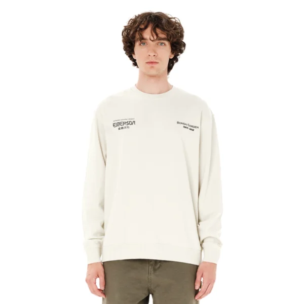 Ανδρική φούτερ μπλούζα Emerson Japanese Cultural Society Crewneck με τυπώματα bonsai σε clay white χρώμα διαθέσιμη στο ns97.gr Kastoria.
