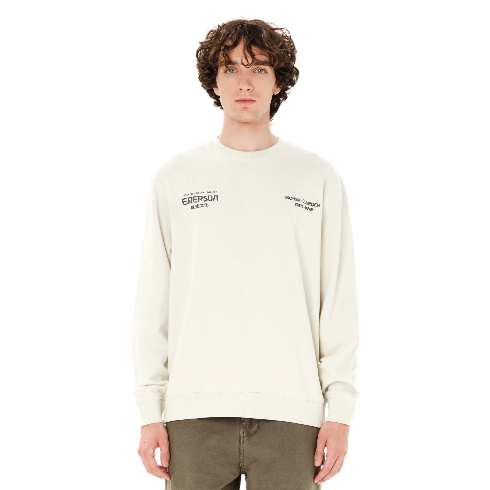 Ανδρική φούτερ μπλούζα Emerson Japanese Cultural Society Crewneck με τυπώματα bonsai σε clay white χρώμα διαθέσιμη στο ns97.gr Kastoria.