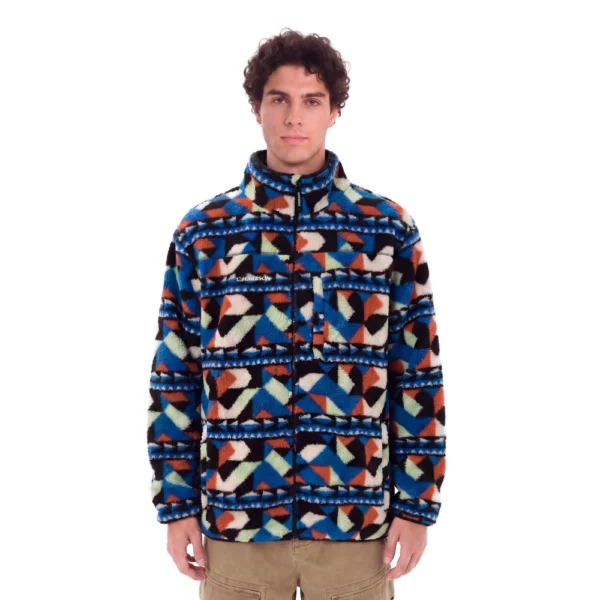 Ανδρική ζακέτα φλίς Emerson Zip Fleece σε μπλε πορτοκαλί γεωμετρικό μοτίβο διαθέσιμη στο ns97.gr Kastoria.