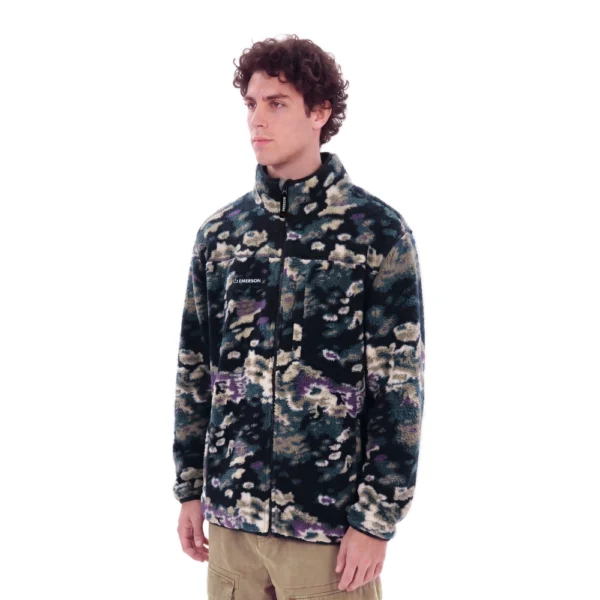 Ανδρική ζακέτα φλίς Emerson Zip Fleece σε πολύχρωμο multicolor off black μοτίβο διαθέσιμη στο ns97.gr Kastoria