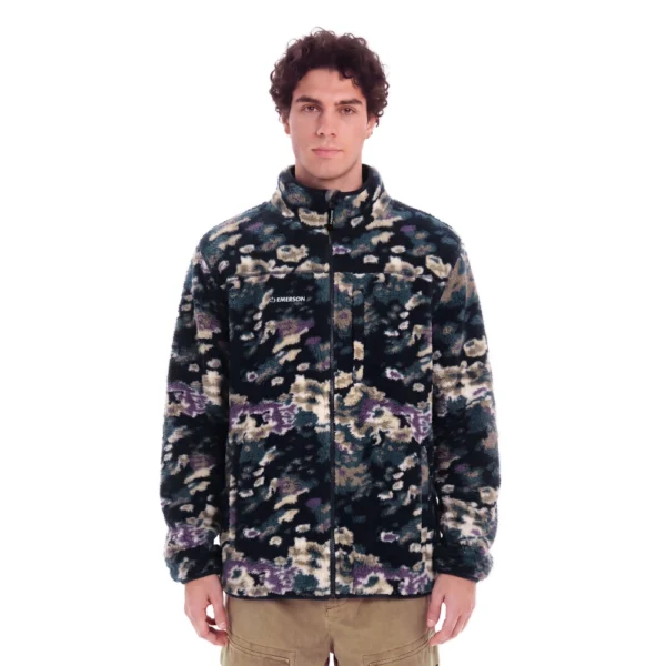 Ανδρική ζακέτα φλίς Emerson Zip Fleece σε πολύχρωμο multicolor off black μοτίβο διαθέσιμη στο ns97.gr Kastoria