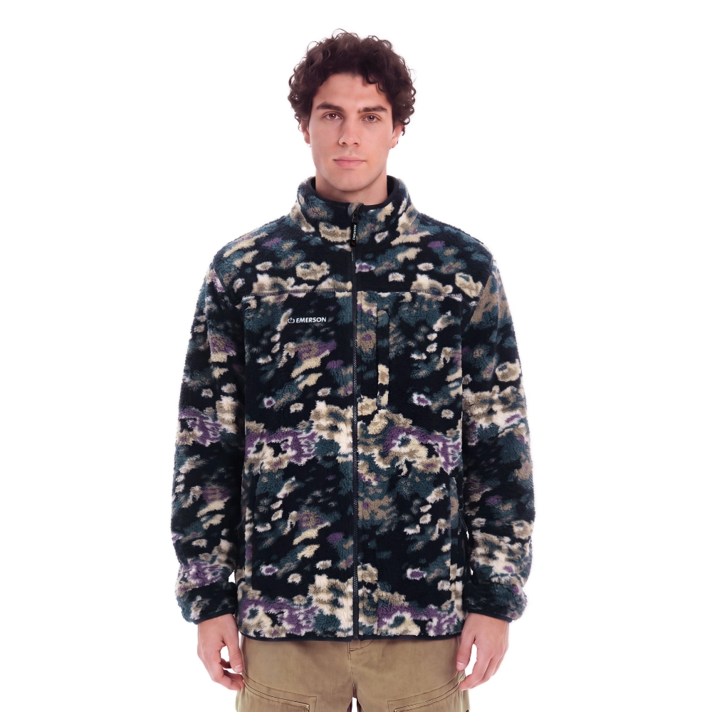 Ανδρική ζακέτα φλίς Emerson Zip Fleece σε πολύχρωμο multicolor off black μοτίβο διαθέσιμη στο ns97.gr Kastoria
