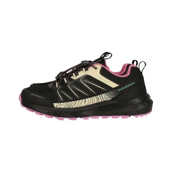 Γυναικεία αδιάβροχα παπούτσια outdoor Endurance Ferill με quick lacing σε μαύρο χρώμα με ροζ λεπτομέρειες διαθέσιμο στο ns97.gr Kastoria.