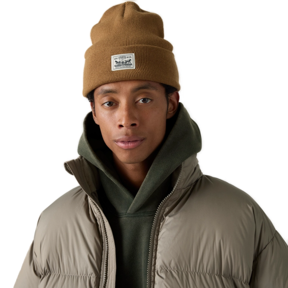Σκουφάκι πλεκτό Levi's Embarcadero Beanie σε foxtrot brown καφέ χρώμα διαθέσιμο στο ns97.gr Kastoria.