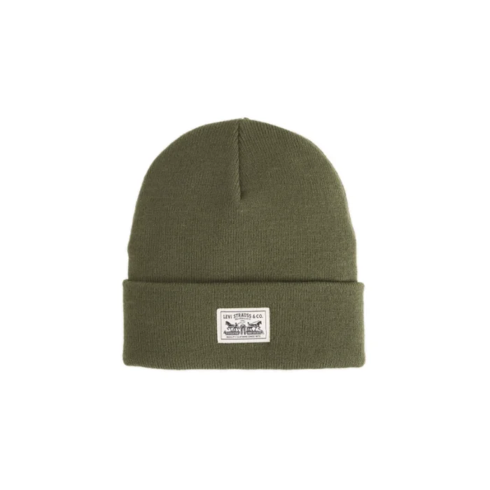 Σκουφάκι πλεκτό Levi's Embarcadero Beanie σε olive night λάδι χρώμα διαθέσιμο στο ns97.gr Kastoria