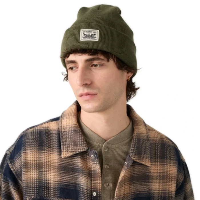 Σκουφάκι πλεκτό Levi's Embarcadero Beanie σε olive night λάδι χρώμα διαθέσιμο στο ns97.gr Kastoria