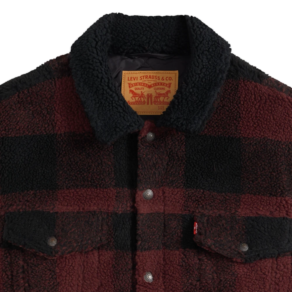 Ανδρικό καρό μπουφάν Levi's Type 3 Sherpa Padded Trucker Jacket σε μπορντό χρώμα διαθέσιμο στο ns97.gr Kastoria.