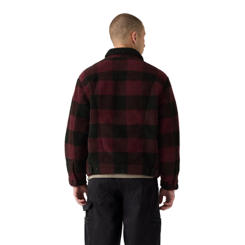 Ανδρικό καρό μπουφάν Levi's Type 3 Sherpa Padded Trucker Jacket σε μπορντό χρώμα διαθέσιμο στο ns97.gr Kastoria.