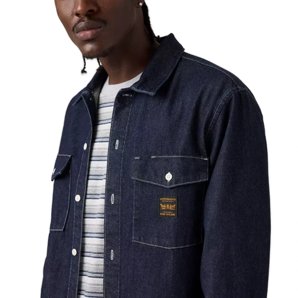 Ανδρικό μακρυμάνικο τζιν πουκάμισο Levi's Worker Shirt σε rinse dark wash σκούρο μπλε χρώμα διαθέσιμο στο ns97.gr Kastoria.