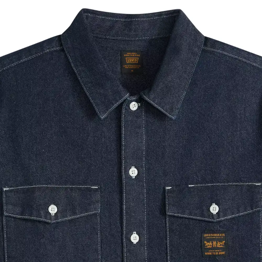 Ανδρικό μακρυμάνικο τζιν πουκάμισο Levi's Worker Shirt σε rinse dark wash σκούρο μπλε χρώμα διαθέσιμο στο ns97.gr Kastoria.