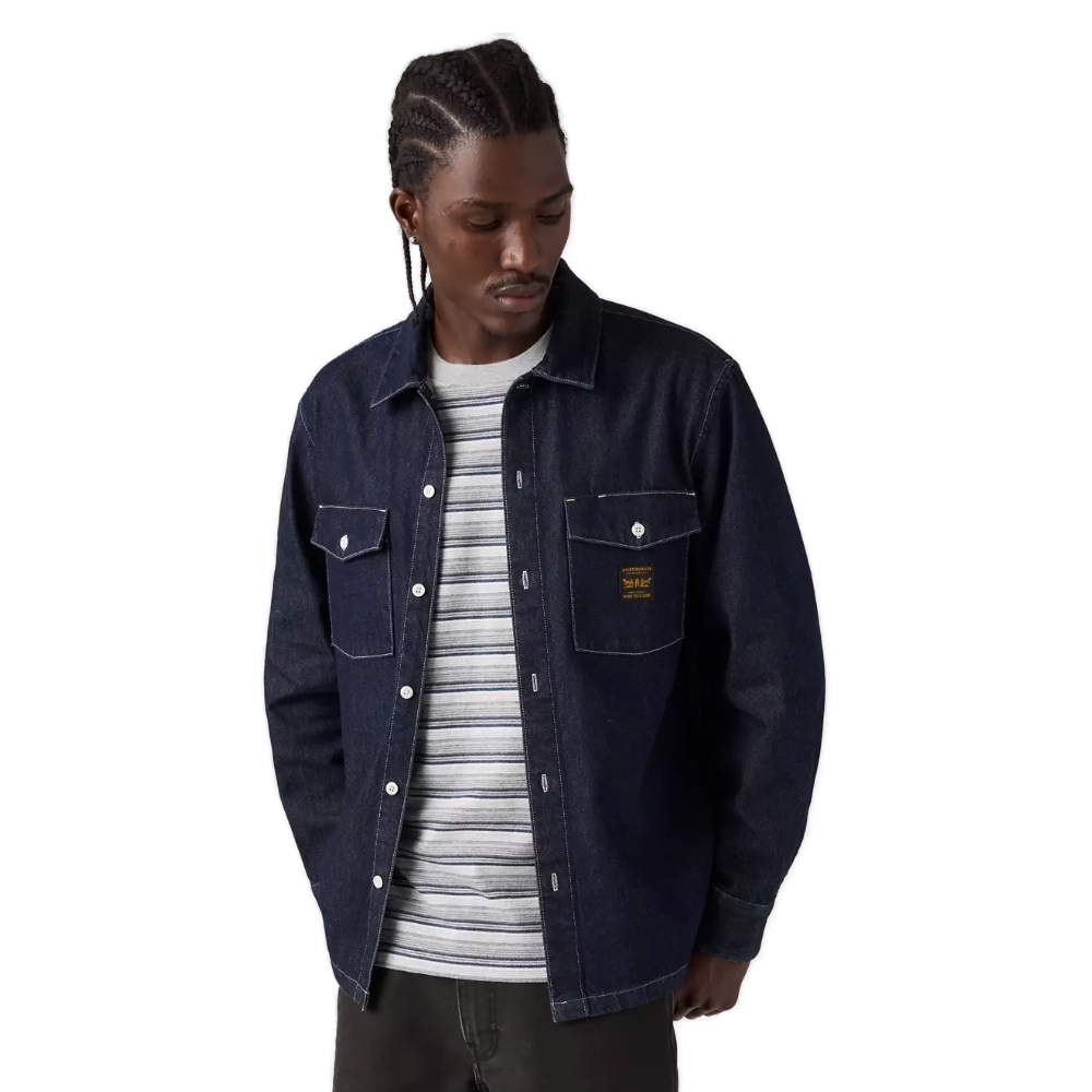 Ανδρικό μακρυμάνικο τζιν πουκάμισο Levi's Worker Shirt σε rinse dark wash σκούρο μπλε χρώμα διαθέσιμο στο ns97.gr Kastoria.