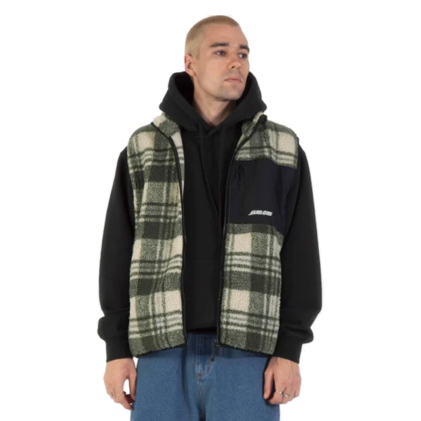 Ανδρικό αμάνικο γιλέκο Santa Cruz Freestyle Vest σε olive check καρό χρώμα διαθέσιμο στο ns97.gr Kastoria.
