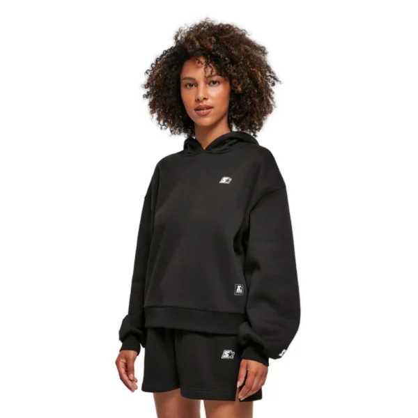 Γυναικεία φούτερ μπλούζα με κουκούλα Starter Essential Oversized Hoody σε μαύρο χρώμα διαθέσιμο στο ns97.gr Kastoria.