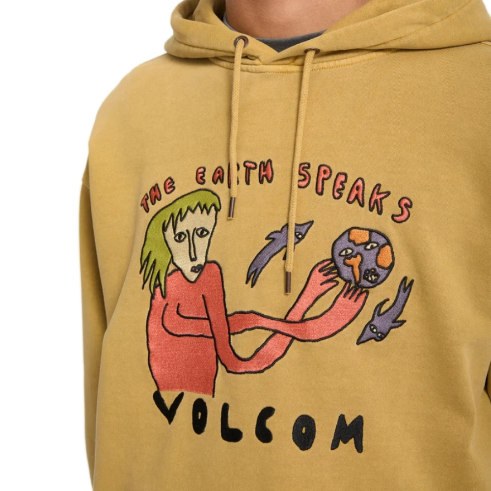 Ανδρικό φούτερ με κουκούλα Volcom Earth Speaks Hoodie σε μουσταρδί χρώμα διαθέσιμο στο ns97.gr Kastoria.
