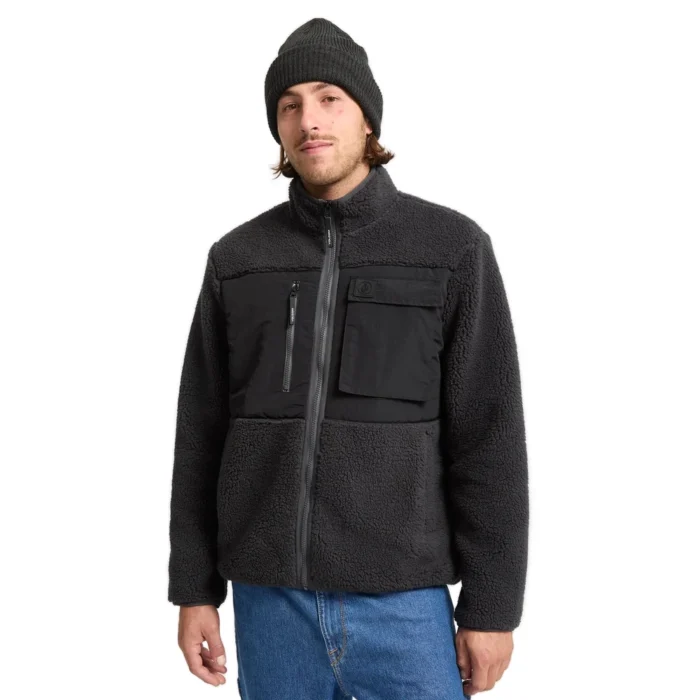 Ανδρική ζακέτα sherpa Volcom Storm Stone Zip Fleece σε asphalt black χρώμα διαθέσιμη στο ns97.gr Kastoria.
