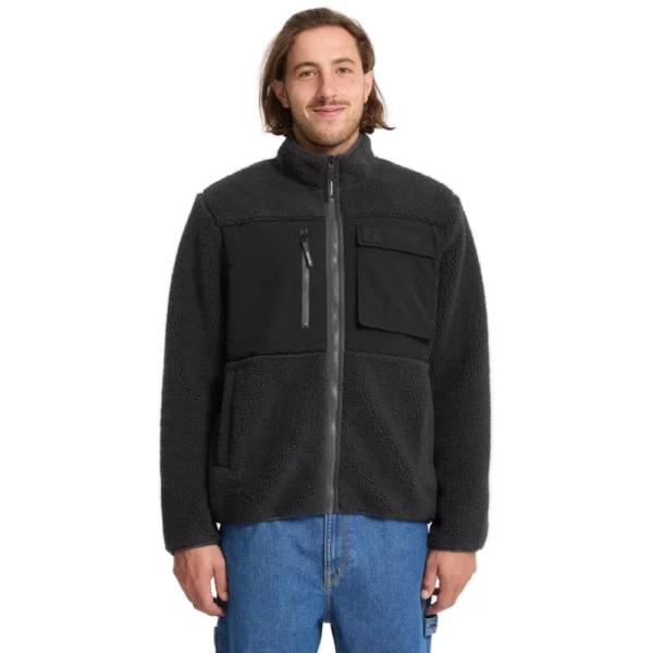 Ανδρική ζακέτα sherpa Volcom Storm Stone Zip Fleece σε asphalt black χρώμα διαθέσιμη στο ns97.gr Kastoria.