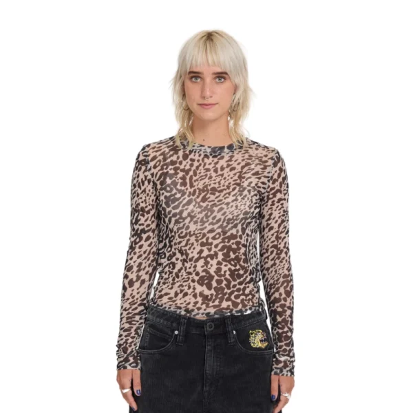 Γυναικεία μακρυμάνικη μπλούζα Volcom Tigardi Mesh Top σε animal print διαθέσιμο στο ns97.gr Kastoria.