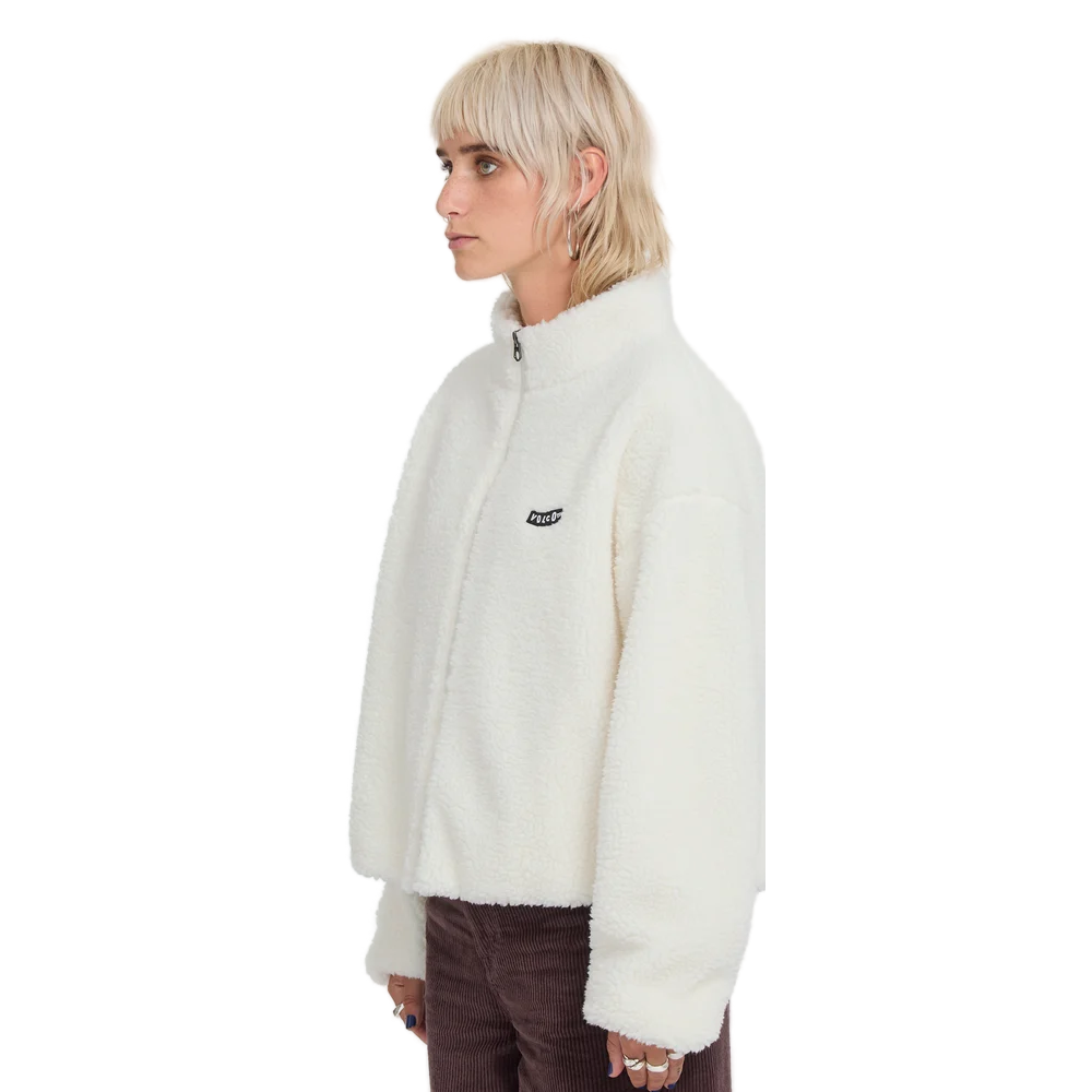 Γυναικεία ζακέτα sherpa Volcom Wylding Out Jacket σε off white λευκό χρώμα διαθέσιμη στο ns97.gr Kastoria.