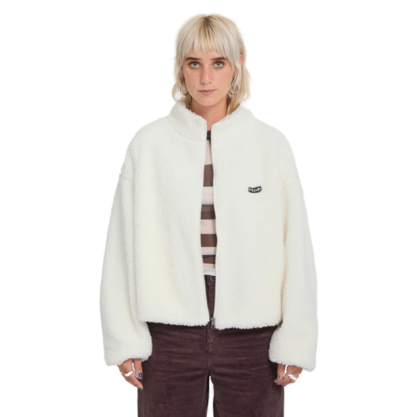 Γυναικεία ζακέτα sherpa Volcom Wylding Out Jacket σε off white λευκό χρώμα διαθέσιμη στο ns97.gr Kastoria.