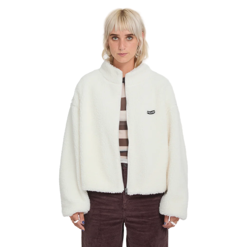 Γυναικεία ζακέτα sherpa Volcom Wylding Out Jacket σε off white λευκό χρώμα διαθέσιμη στο ns97.gr Kastoria.