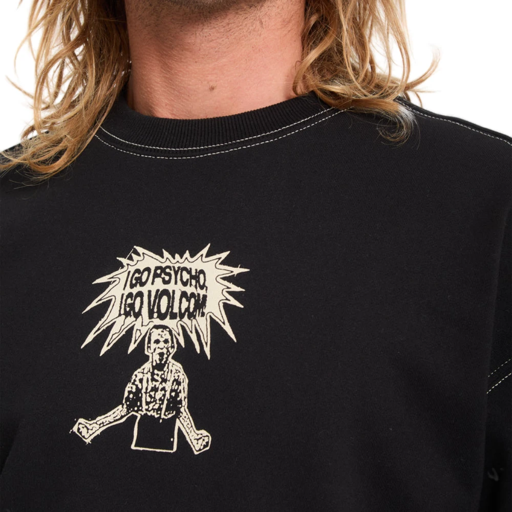 Ανδρική φούτερ μπλούζα Volcom I Go Psycho Crewneck σε μαύρο χρώμα διαθέσιμη στο ns97.gr Kastoria.