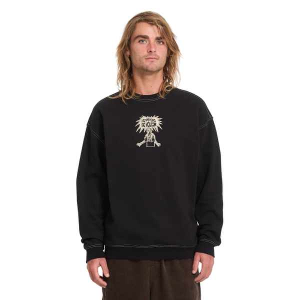Ανδρική φούτερ μπλούζα Volcom I Go Psycho Crewneck σε μαύρο χρώμα διαθέσιμη στο ns97.gr Kastoria.
